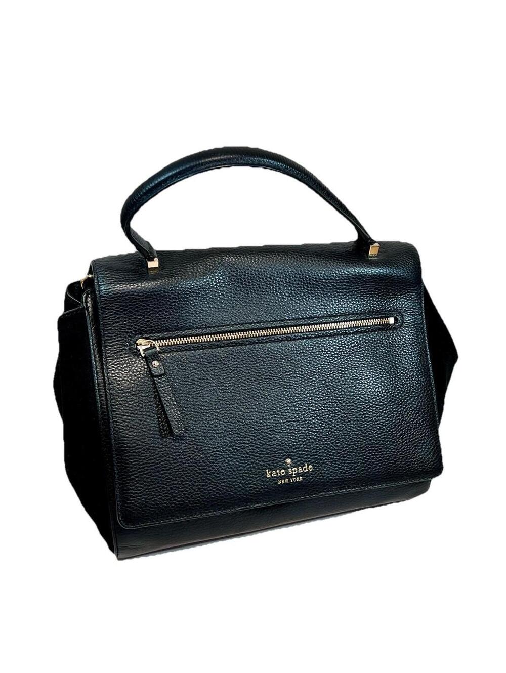 Kate Spade New York Black Leather Suede Matthews Drive Anderson Satchel Bag